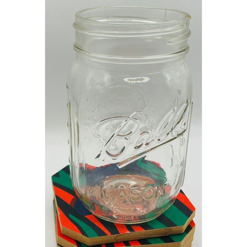 Vintage Ball Mason Jar Clear Glass Fruit Harvest 1 Pint Canning Jar